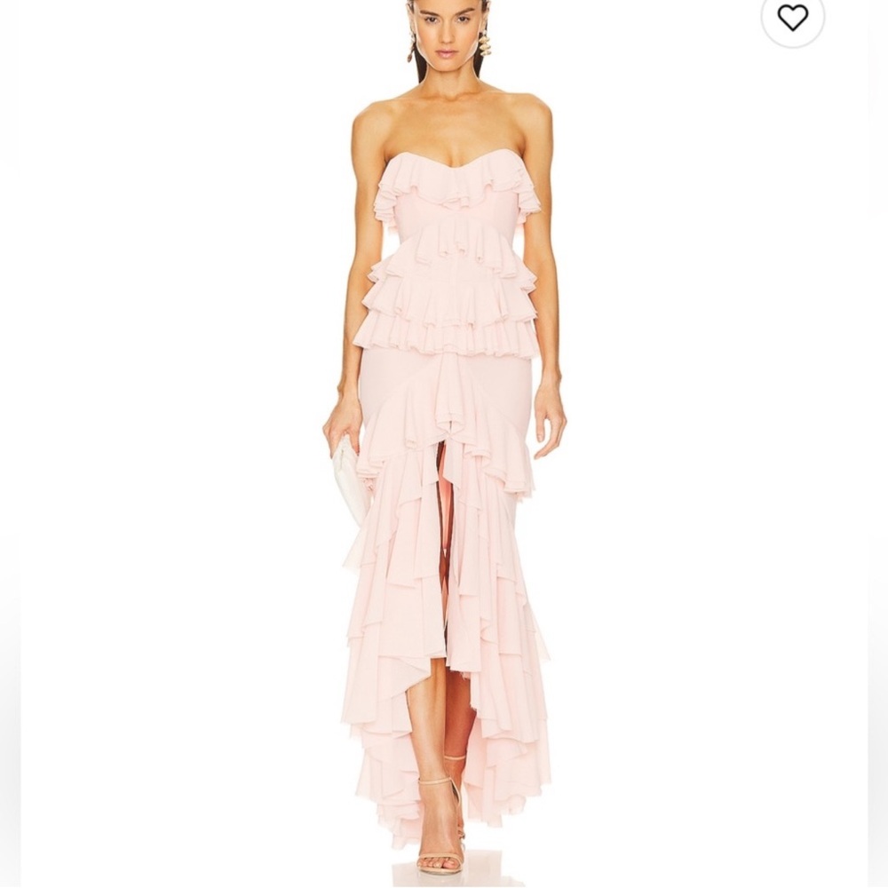 Michael Costello Strapless Pink Ruffle Dress